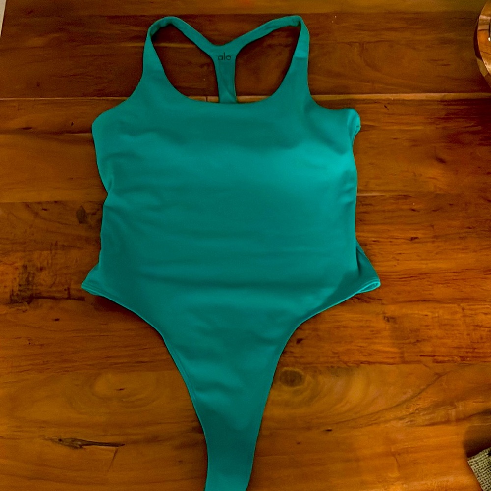ALO Airbrush Hot Shot Bodysuit Kelly Green Size Large